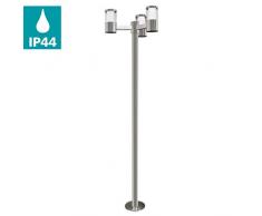 EGLO LED Außen-Wegelampe Basalgo 1, 3 flammige Außenleuchte, Wegeleuchte aus Edelstahl und Kunststoff, Farbe: Silber, weiß, H: 190 cm, IP44