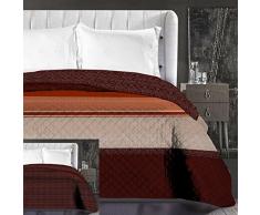 DecoKing 86506 Tagesdecke 240 x 260 cm Schoko braun beige rot Bettüberwurf zweiseitig pflegeleicht Streifen Chocolate Brown red Hypnosis Collection Geoffrey