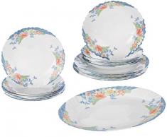 Dajar Tafelservice Florine von Arcopal 19 TLG, Glas, Weiß Rot Blau Gelb, 33 x 33 x 31 cm, Einheiten