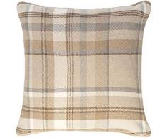 McAlister Textilien Heritage Kissenbezug in Beige Natur Größe 65 x 65 cm gewobenes Tartan-Muster kariert Deko Kissenhülle pflegeleichtes Wolle-Gefühl Zierkissen für Sofa, Couch