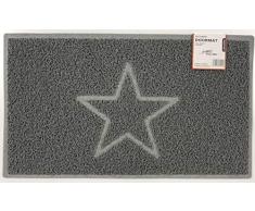 Nicoman Spaghettimatten Fußmatte für den Eingangsbereich｜Robuste Schmutzfangmatte aus Vinylschlingen | Geprägt Star【75x44cm, Mittel,Aussen】,Grau