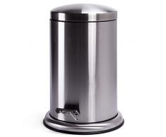 MSV Mülleimer Edelstahl Rostfrei 12 Liter Treteimer Abfalleimer Silber - gummierter Fuß und Extra Stabilisierung