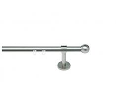 indeko TONDO, Gardinenstange mit Innenlauf Ø 20mm auf Maß, 1-Lauf, edelstahloptik, Komplettset mit Zubehör