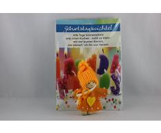 Wichtel Arts Geburtstagswichtel 2 Glücksbringer, Holz, Orange mit gelbem Herz, 15 x 10.5 x 2.7 cm