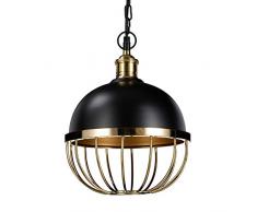 Relaxdays Hängelampe Vintage, Pendelleuchte für Esstisch, 1 flammige Kugellampe aus Eisen, Ø25cm, E27, 40W, schwarz Gold