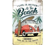 Nostalgic-Art 22277 VW Bulli-Beach | Retro Vintage-Schild | Wand-Dekoration | Metall Blechschild 20x30 cm, Bunt, 20 x 30 x 0.2 cm