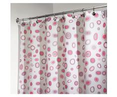 InterDesign Kiko Duschvorhang | Vorhang für Badewanne und Dusche in 183,0 cm x 183,0 cm | Bad Duschvorhang mit grafischem Muster| Polyester pink/grau
