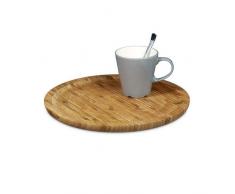Relaxdays Servierplatte Bambus rund D ca. 33 cm Bambusteller zum Anrichten als Servierteller und Serviertablett für Wurst Käse Obst Gebäck Snacks uvm. nutzbar Snacktablett auch als Dekoteller, natur