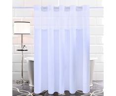 Conbo Mio Hakenloser Duschvorhang mit Einrasteinsatz für Badezimmer Wasserdicht rostfrei mit Premium Magnet Flex On Ringe 71 x 84 White Color C