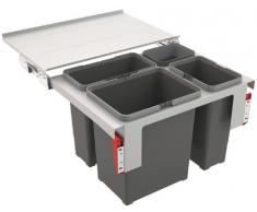FRANKE Sorter Garbo 60-3 Abfallsorter Abfalleimer Mülleimer Abfallsammler, grau, 56,2 x 39,9 x 36 cm