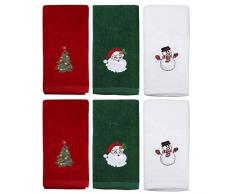 Aneco Weihnachts-Handtücher Waschlappen 30,5 x 45,7 cm 100% Reine Baumwolle Handtücher Badezimmer Deko Geschirrtücher Set Weihnachten Muster Design Weihnachten Handtücher Geschenkset 3 Farben