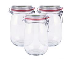 pajoma Drahtbügelglas, 3x 1000 ml Fassungsvermögen inkl. Gummidichtung