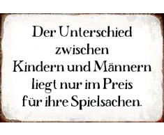 Schatzmix Spruch Unterschied Kinder und Männer Metallschild 20x30 tin Sign Blechschild, Blech, Mehrfarbig, 20x30 cm