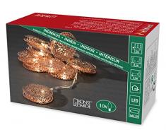 Konstsmide 3147-603 LED Dekolichterkette kupferfarbene Metalltaler / für Innen (IP20) / Batteriebetrieben: 3xAA 1.5V (exkl.)/ 10 warm weiße Dioden / transparentes Kabel