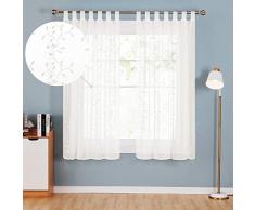 Deconovo Voile Gardinen transparent Wohnzimmer, Polyester, Creme, 175x140, 2