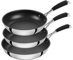 CORNELIA POLETTO BY ZWILLING Bratpfannen, Set 3-teilig (20 cm + 24 cm + 28 cm), mit 4-lagiger Antihaftbeschichtung mit Diamantpartikeln, 18/10 Edelstahl, für alle Herdarten inkl. Induktion