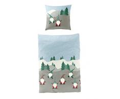 Bierbaum Bettwäsche 3454, Fein-Biber, Made in Germany, blau 01, 135x200 + 80x80 cm