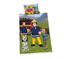 Herding FEUERWEHRMANN SAM Kleinkinder-Bettwäsche-Set, Wendemotiv, Bettbezug 100 x 135 cm, Kopfkissenbezug 40 x 60 cm, Baumwolle/Renforcé