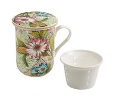 Maxwell & Williams Kilburn Deckel & Teesieb, Daydream, Geschenkbox, Porzellan, WK04455 Becher, grün, bunt, 11 x 8.5 x 11 cm, 3-Einheiten