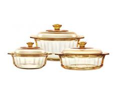 VISIONS pyroceram Glas Diamant und Töpfe Kochtopf Topf-Set, braun, 47 x 23,2 x 15 cm