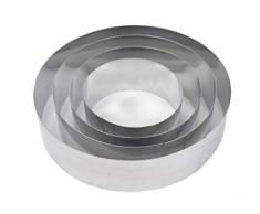 Set 4-teilig Runde Kuchenringe Mousse Tortenboden KUCHENFORM Edelstahl Tortenring Backrahmen Kuchenboden15 to 30 cm by EUROTINS
