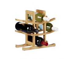 Relaxdays Weinregal aus Bambus, für 9 handelsübliche Flaschen, originelles Design, freistehend, HBT: ca. 30 x 30 x 14,5 cm, natur