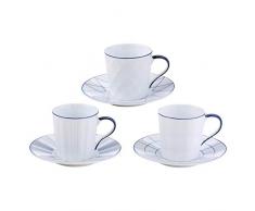 Bia Lux Espresso Tassen und Untertassen, blau, Set von 3