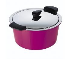 KUHN RIKON 30850 Thermokochgeschirr HOTPAN Kochtopf mit Deckel, fuchsia, 3 Liter, 22cm, dampfgaren, warmhalten, induktionsgeeignet, spülmaschinengeeignet, Edelstahl