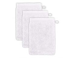 möve Superwuschel Waschhandschuh 15 x 20 cm aus 100% Baumwolle, snow 3er Set