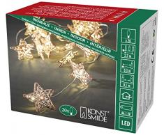 Konstsmide 3170-603 LED Dekolichterkette kupferfarbene Metallsterne / für Innen (IP20) / VDE geprüft / Batteriebetrieben: 3xAA 1.5V (exkl.) / 20 warm weiße Dioden / transparentes Kabel