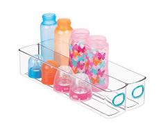 iDesign IDjr doppelter Aufbewahrungsbehälter mit 2 Fächern für Schrank oder Vorratskammer, Küchenhelfer aus Kunststoff, durchsichtig und blaugrün