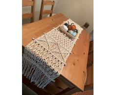 Niustyle Makramee Tischläufer Bohemia handgewebt Dekor Hochzeit Tischläufer mit Quasten Schlafzimmer Küche Couchtisch Dekor 14 x 100