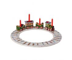 Villeroy & Boch North Pole Express Kerzenhalter Zug mit Gleisen, 4-teiliges Set, Porzellan, Rot/Grün