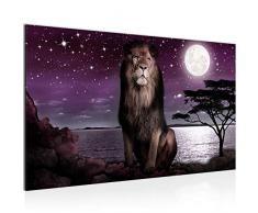 Bilder Afrika Löwe Wandbild 70 x 40 cm Vlies - Leinwand Bild XXL Format Wandbilder Wohnzimmer Wohnung Deko Kunstdrucke Violett 1 Teilig - MADE IN GERMANY - Fertig zum Aufhängen 022914b