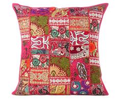 Eyes of India - Bunt Flickwerk Dekorativ Kissen Sofa Kissenbezug Sofa Überwurf Indische Böhmisch Bunt Boho Abdeckung - Weinrot, 24 X 24 in. (60 X 60 cm)