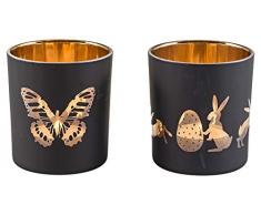 pajoma Teelichthalter Schmetterling & Hase, Glas, Höhe 8 cm, 2er Set