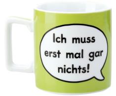 Sheepworld 42261 Tasse Wortheld Ich muss erst mal gar nichts, Porzellan, Grün/weiß