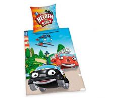 Herding Bettwäsche Helden der Stadt, Kopfkissenbezug 80x80cm, Bettbezug 135x200cm, Renforcé, mit Qualitätsreißverschluss