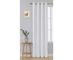 Deconovo Ösen Vorhang Wärmeisolierend Gardinen Blickdicht Verdunklungsvorhänge Schlafzimmer, Polyester, Grau Weiß, 175x140