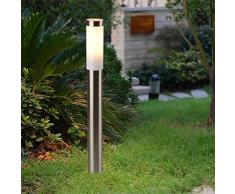 Wegeleuchte Silber Edelstahl 80cm hoch Ø6cm E27 IP44 LED geeignet Beleuchtung Hof Garten Weg Lampe