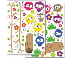 Wandkings Crazy Birds Wandsticker Set, 98 Aufkleber, 2 DIN A4 BÃ¶gen, GesamtflÃ¤che 60 x 20 cm
