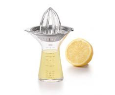 Stahl klein Zitruspresse mit integriertem Messbecher und Sieb, Silber
