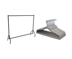 AmazonBasics - Robuster Kleiderständer, 1,82 x 1,52 m & Kleiderbügel für Anzug/Kostüm, mit Samt überzogen, 30er-Pack, Grau