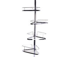 MSV Teleskop Badregal Duschecke Duschregal 4 Ablagen Höheverstellbar von 145 bis 250cm