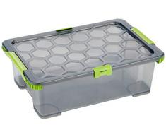 Rotho EVO-Total Protection mit verschließbarem Aufbewahrungsbox mit Deckel, Polypropylen, Anthrazit Durchscheinend, 30 Liter