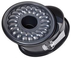 Zenker Springform Ø 26 cm DELUXE, Backform mit Emaille-Versiegeltem Flach- und Rohrboden aus Stahlblech, runde Kuchenform mit extra hohem Rand (Farbe: Schwarz metallic), Menge: 1 Stück