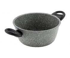 Barazzoni Monolitica Kasserolle mit 2 Griffen, Aluminium mit Marmotech-Beschichtung in Stein-Optik, Induktionsboden, Aluminium/Stahl, Durchmesser 20 cm, Grau