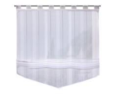 Home Fashion 79171-810 Raffrollo mit Schlaufen, Voile Effektstreifen, 170 x 80 cm, wollweiÃ