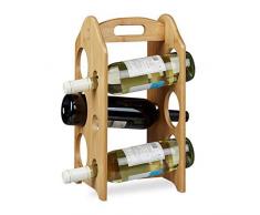 Relaxdays Weinregal aus Bambus, für 6 handelsübliche Flaschen, mit Griff, originelles Design, freistehend, HxBxT: ca. 40 x 20 x 20 cm, natur