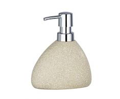 WENKO Seifenspender Pion - Flüssigseifen-Spender, Spülmittel-Spender Fassungsvermögen: 0,36 l, Keramik, 11,5 x 14,5 x 9 cm, beige